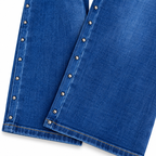 Jeans Wide Leg Studded Denim