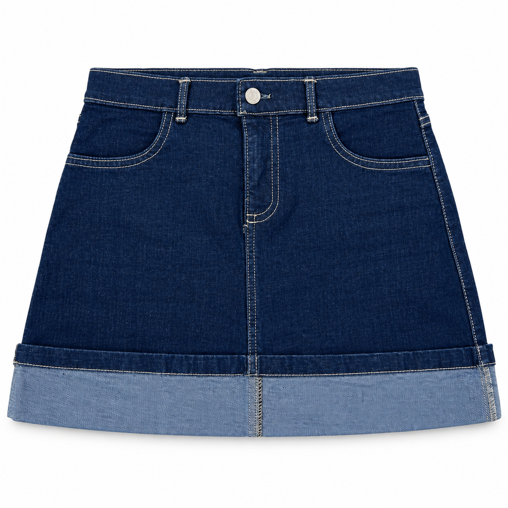 Falda de Mezclilla con Dobladillo – Azul Índigo