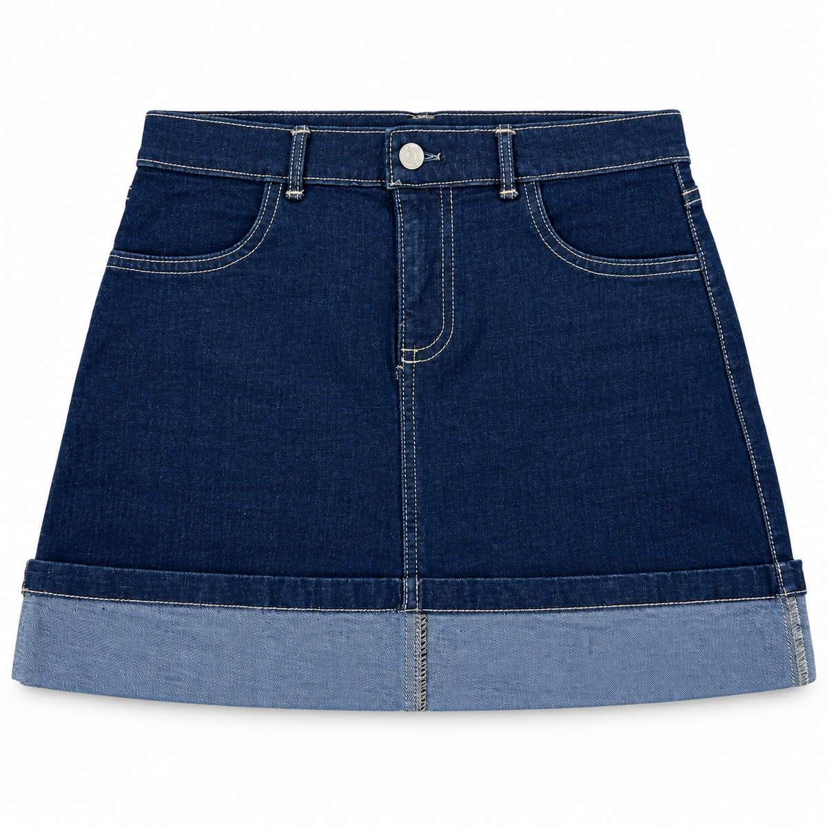 Falda de Mezclilla con Dobladillo – Azul Índigo
