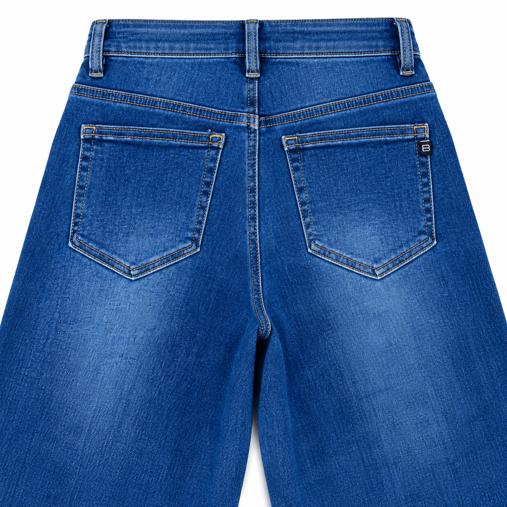 Jeans Wide Leg Studded Denim