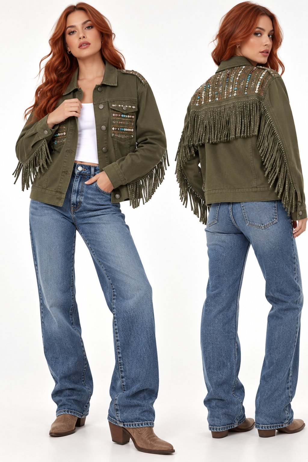 Chamarra Western Boho con Flecos