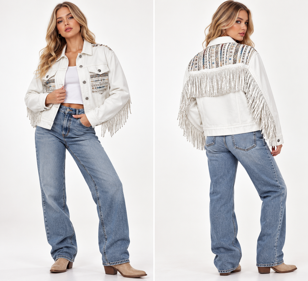 Chamarra Western Boho con Flecos