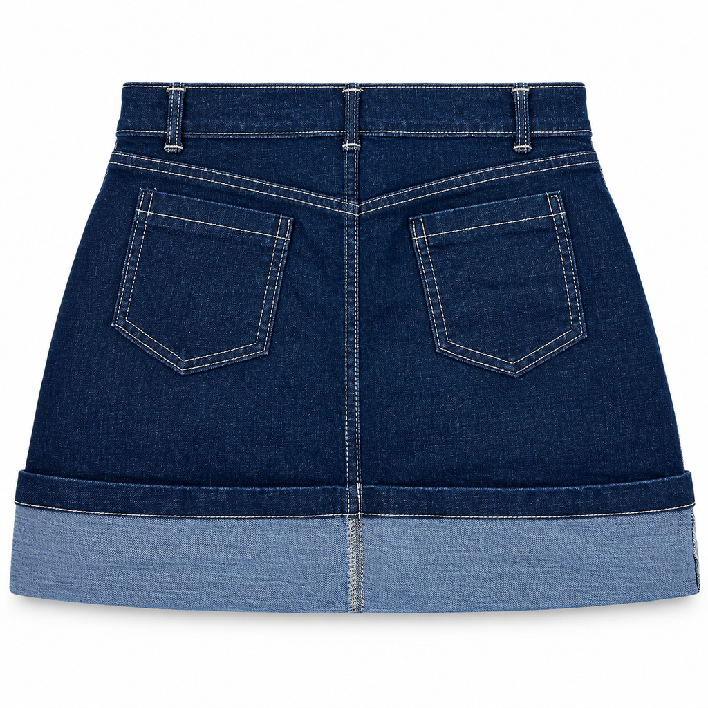 Falda de Mezclilla con Dobladillo – Azul Índigo