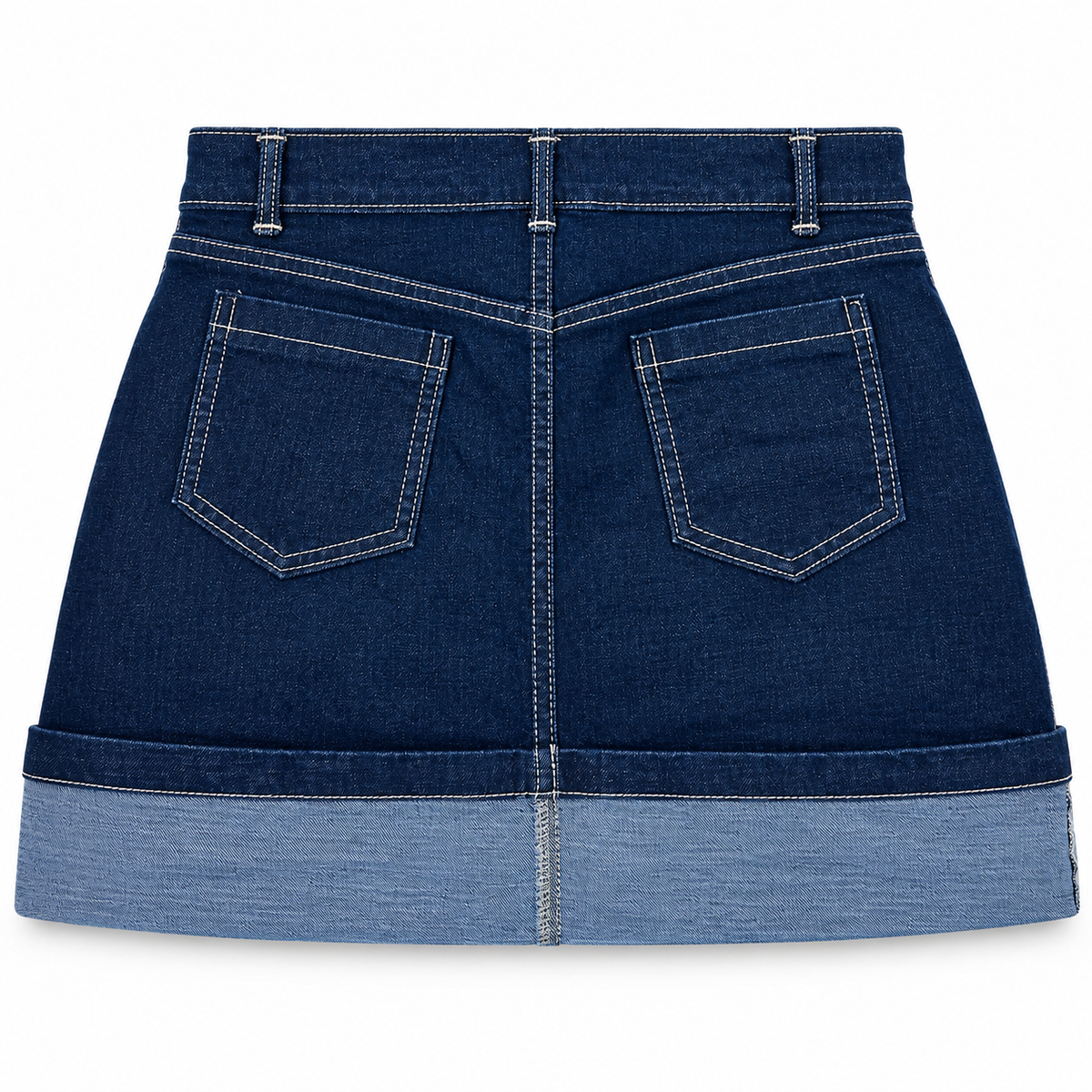 Falda de Mezclilla con Dobladillo – Azul Índigo