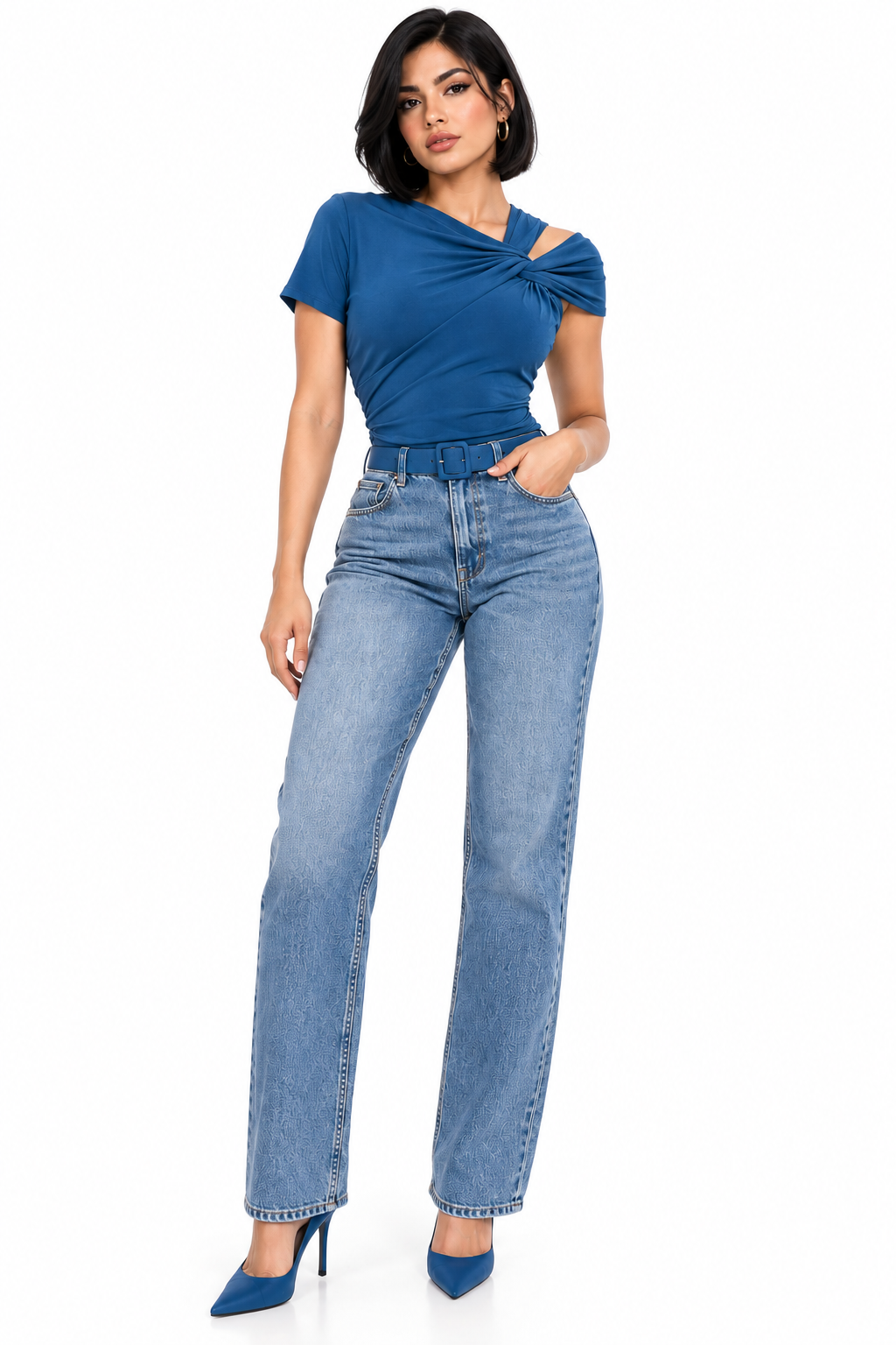 Pantiblusa Asimétrica con Nudo y Drapeado