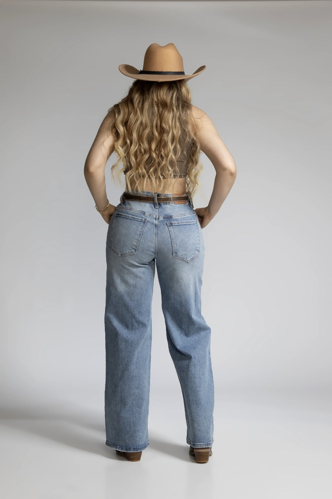 Wide Leg Azul Cinturon premiun y Bolsa