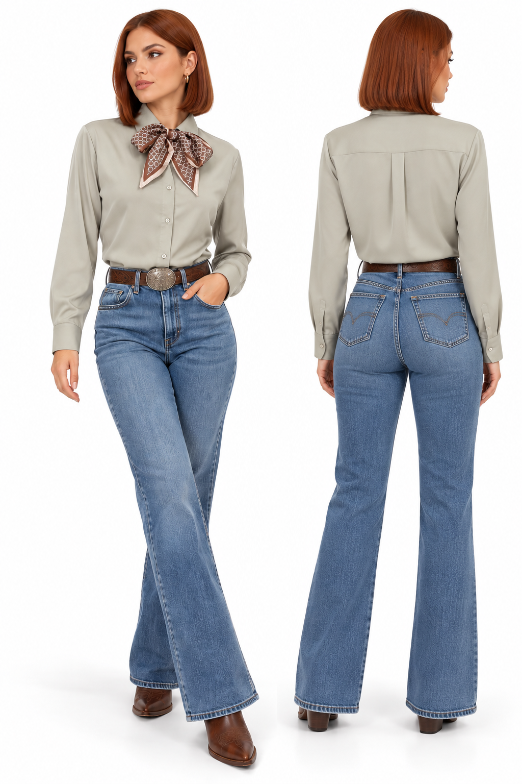 Camisa satinada + mascada