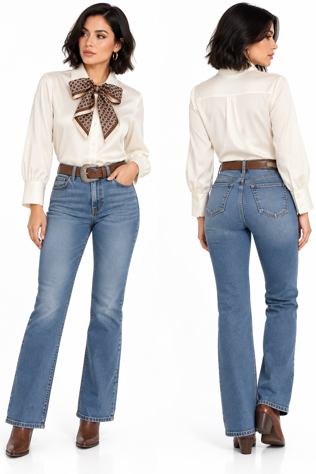 Camisa satinada + mascada
