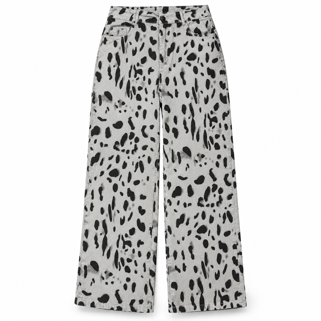 Jeans Wide Leg Animal Print