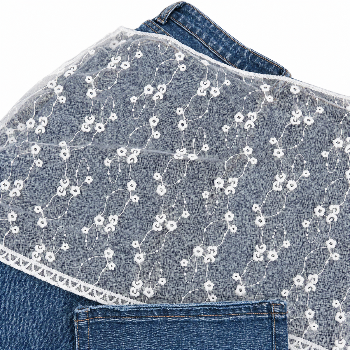 Jean Straigth Fit Con Mascada de Encaje