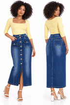 Falda Denim Cargo Larga