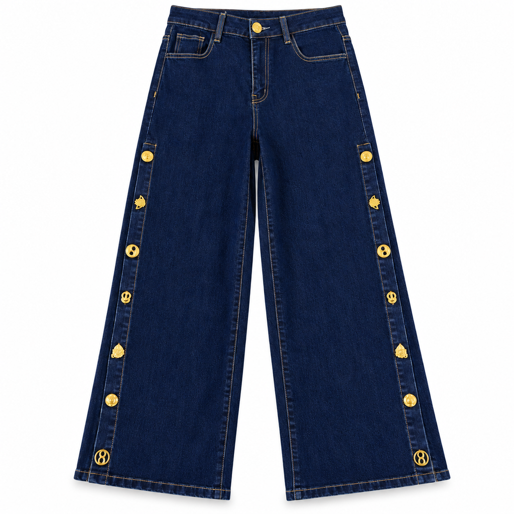 Jeans Wide Leg Detalles/Dorados