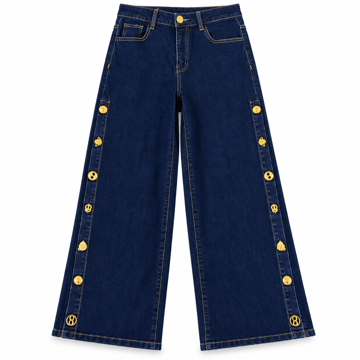 Jeans Wide Leg Detalles/Dorados