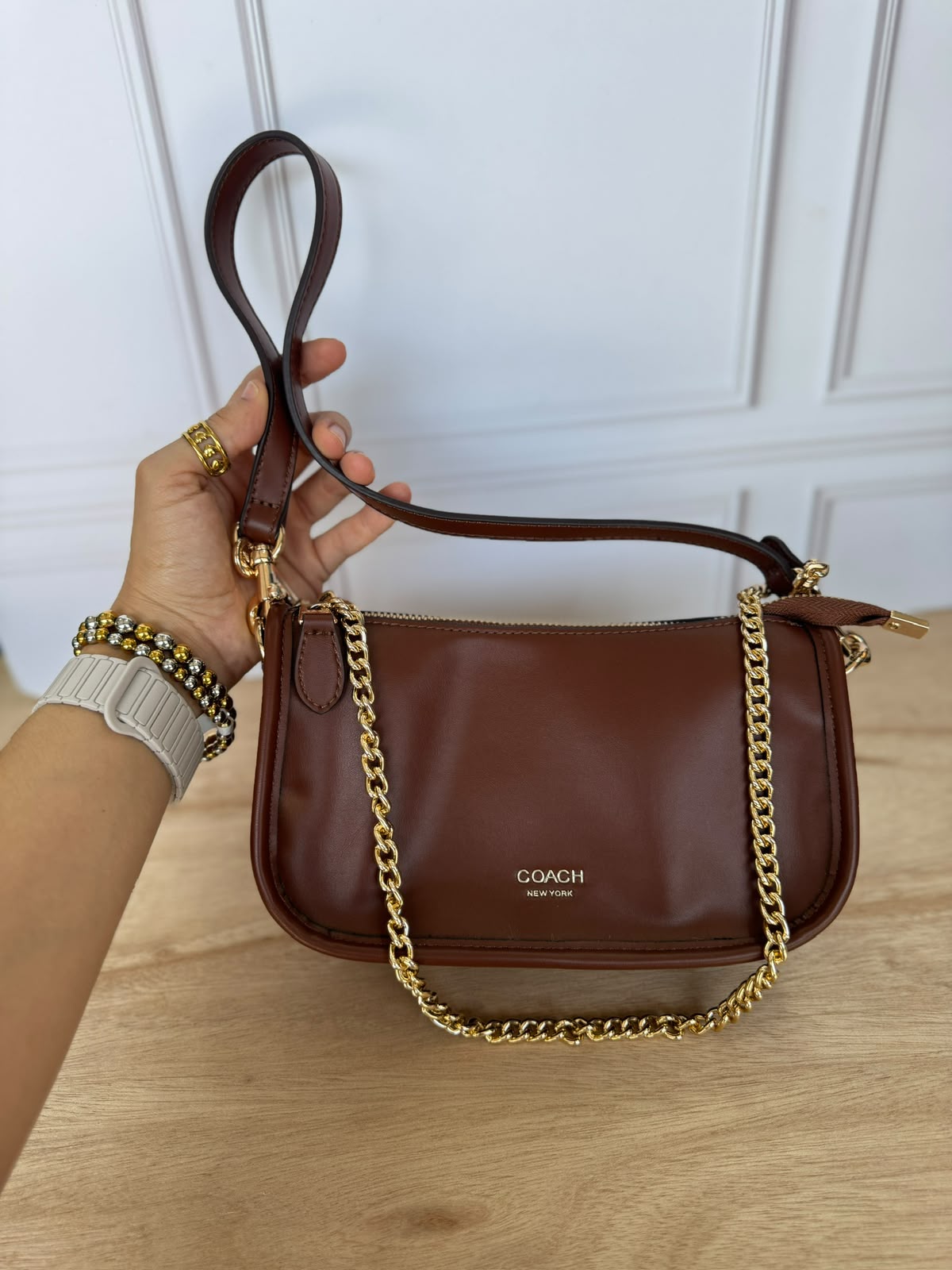 Bolsa Coach camel cadena