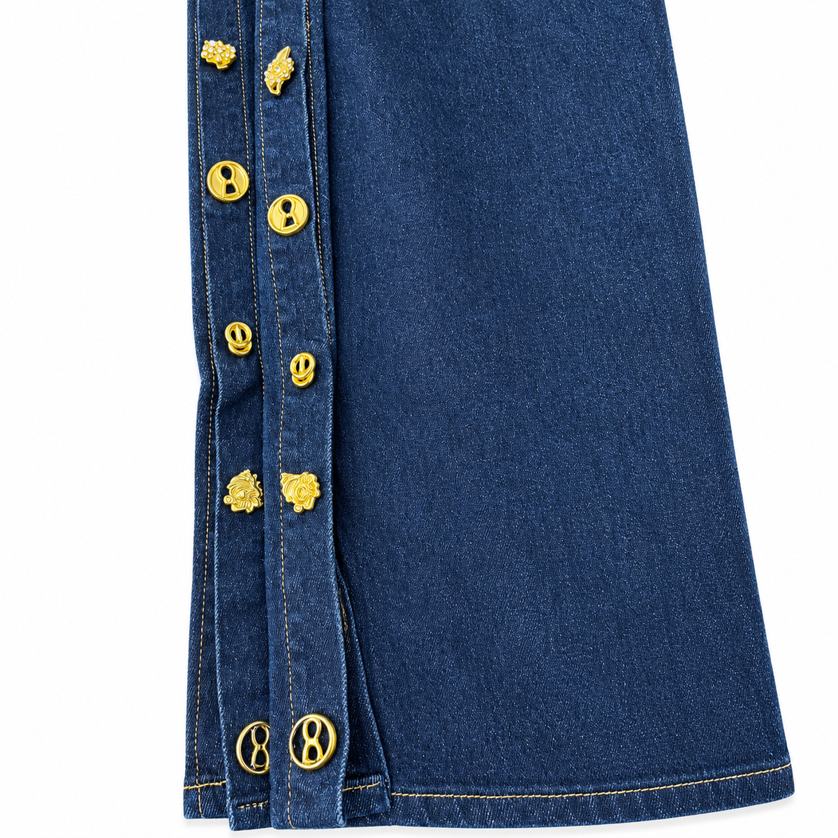 Jeans Wide Leg Detalles/Dorados