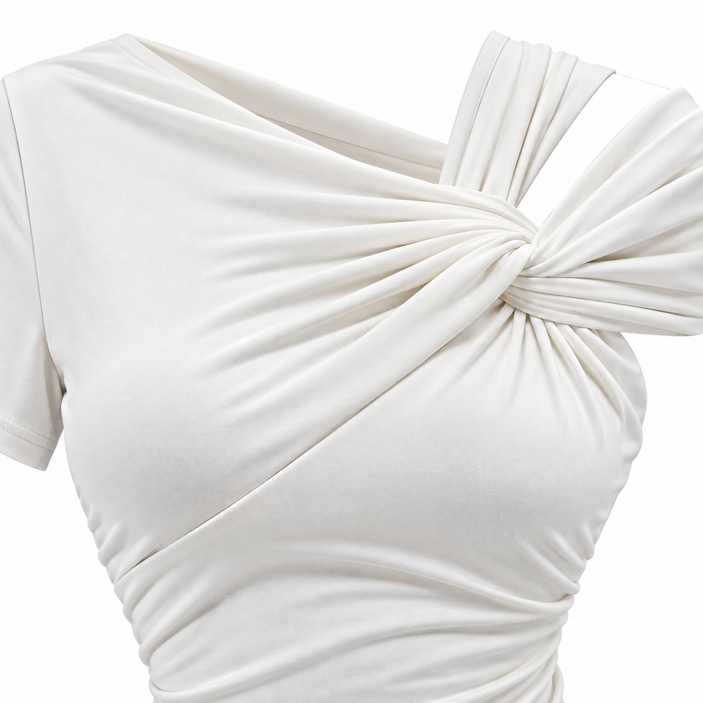 Pantiblusa Asimétrica con Nudo y Drapeado