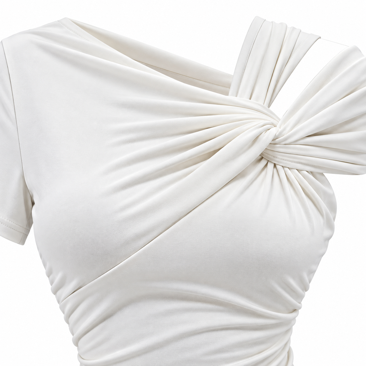 Pantiblusa Asimétrica con Nudo y Drapeado