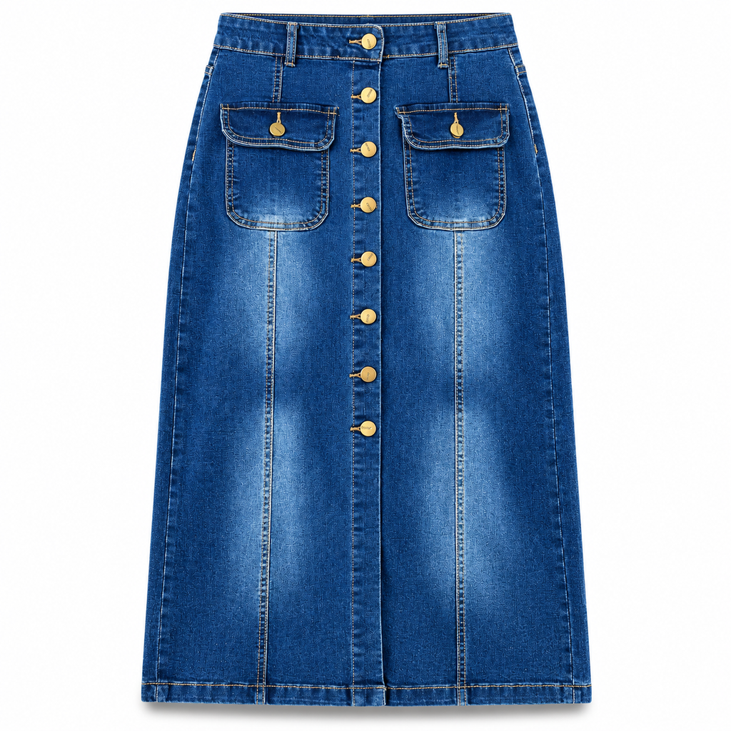 Falda Denim Cargo Larga