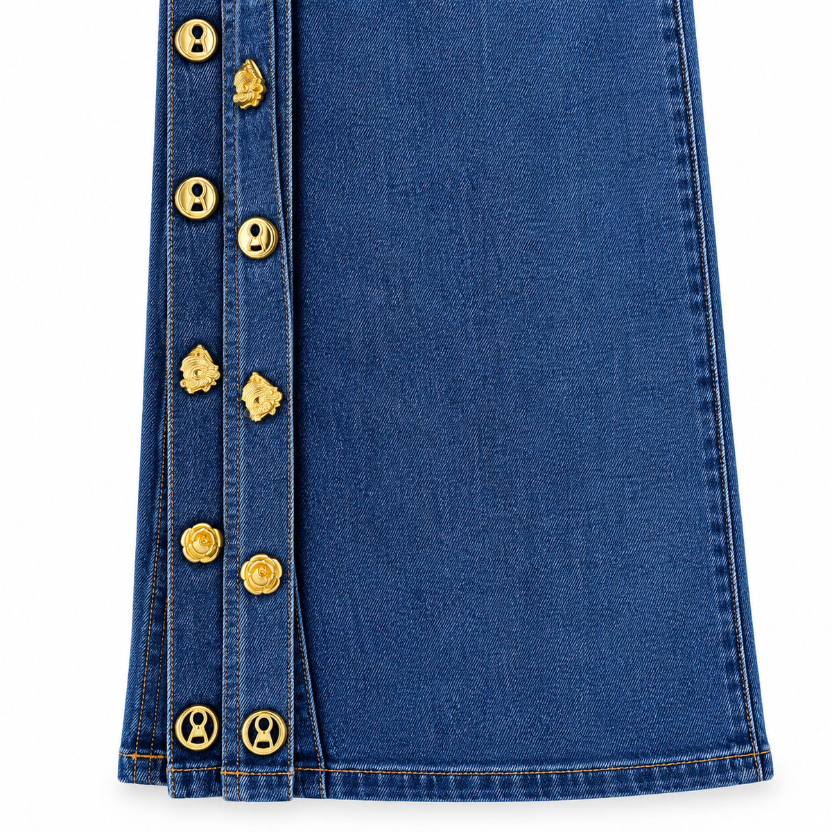 Jeans Wide Leg Detalles/Dorados