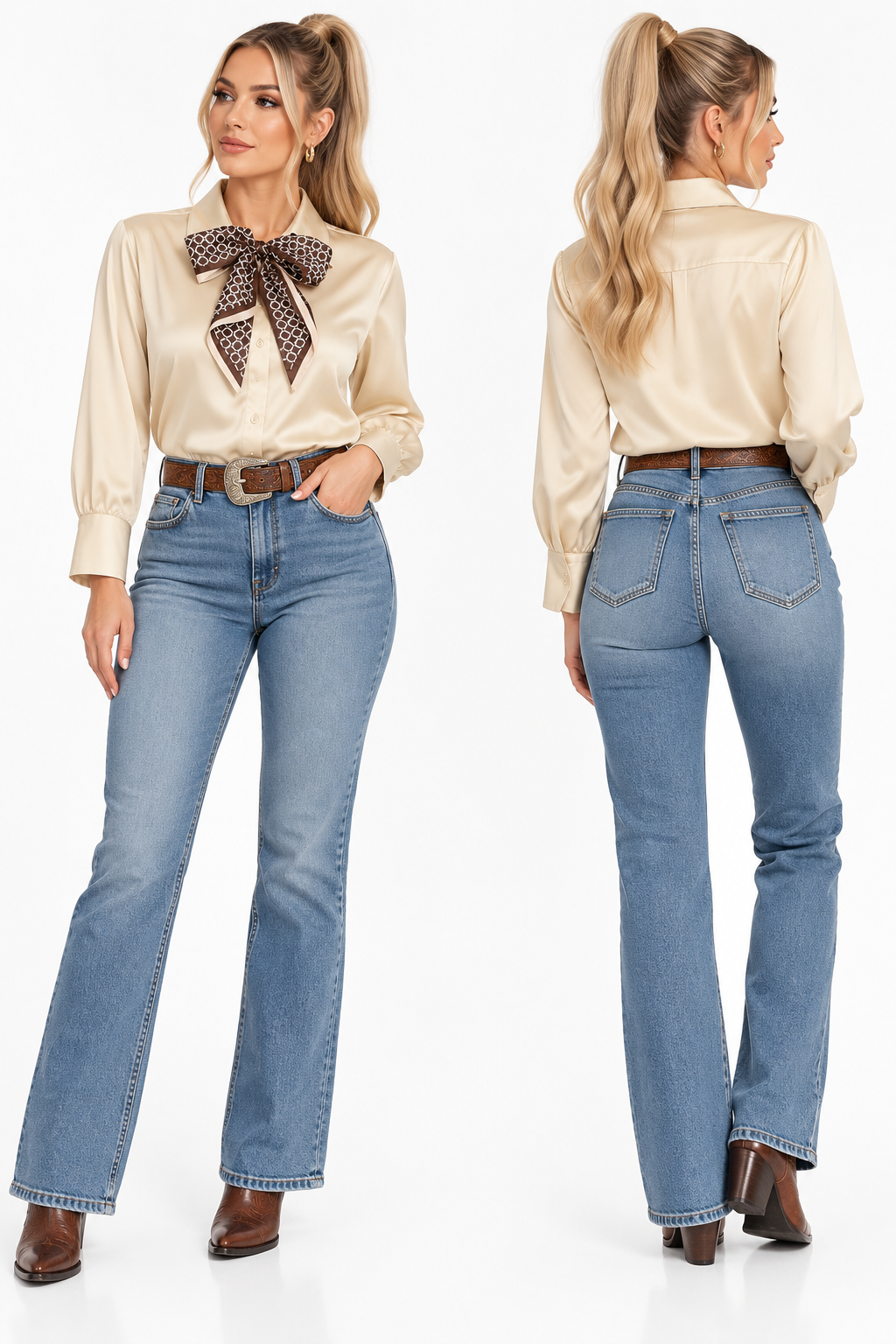 Camisa satinada + mascada