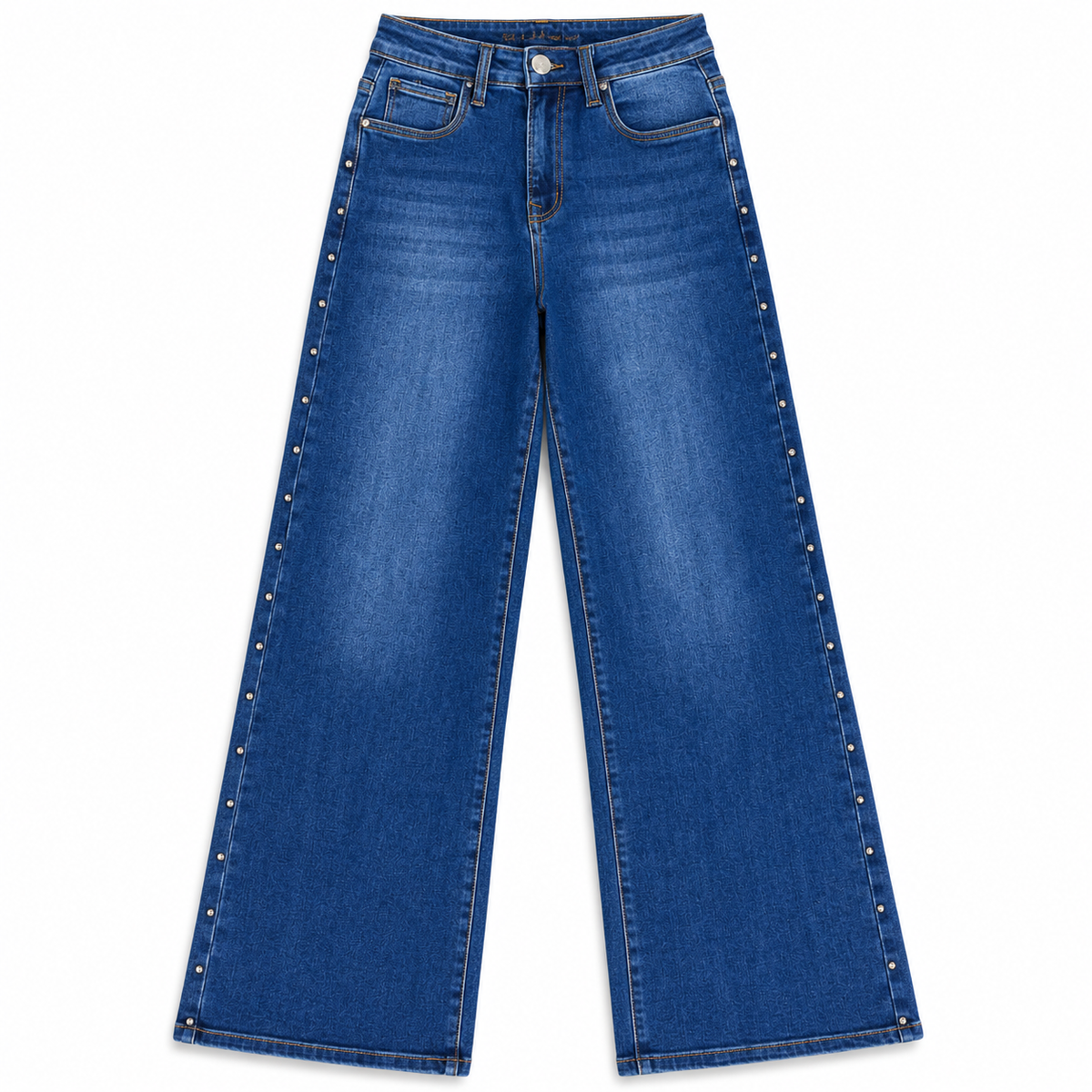 Jeans Wide Leg Studded Denim