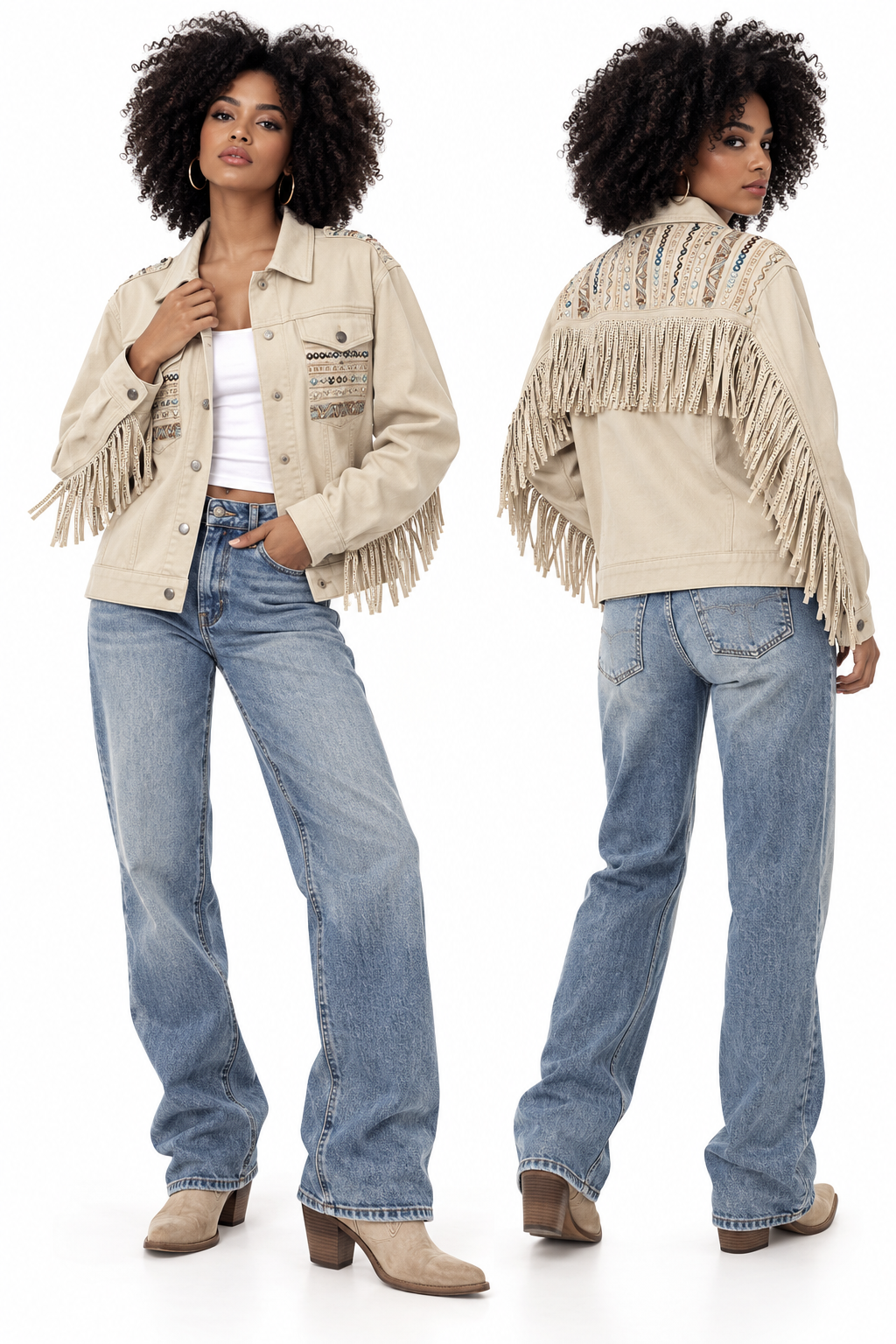 Chamarra Western Boho con Flecos