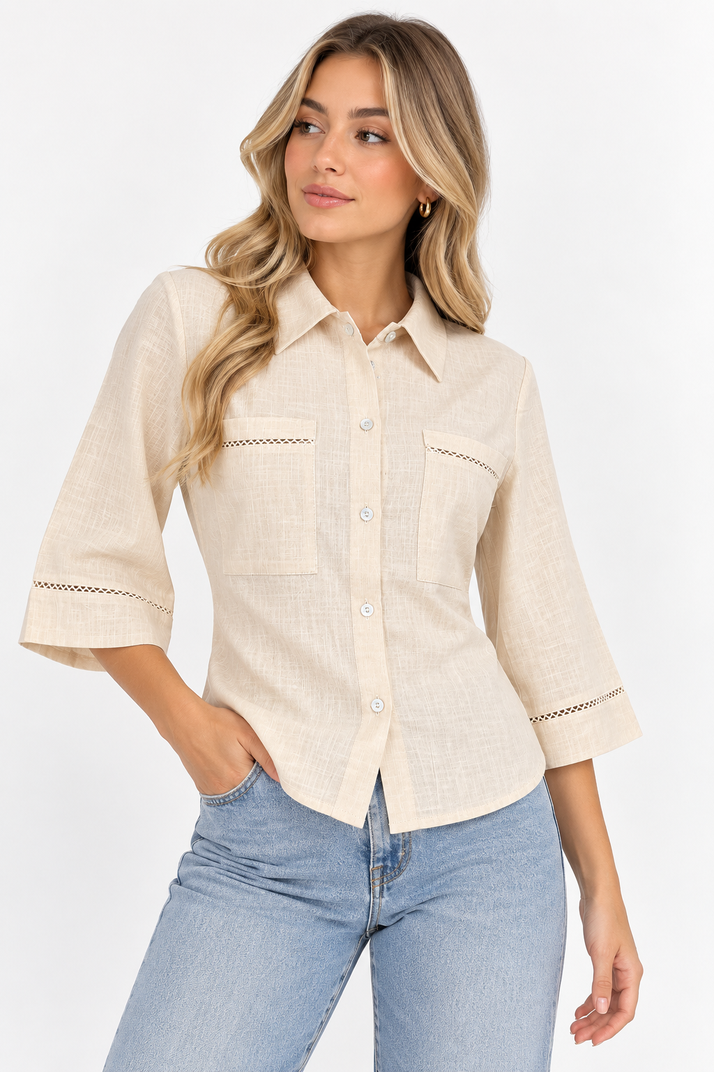 Blusa casual tipo lino