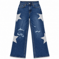 Wide Leg Azul Medio Estrellas