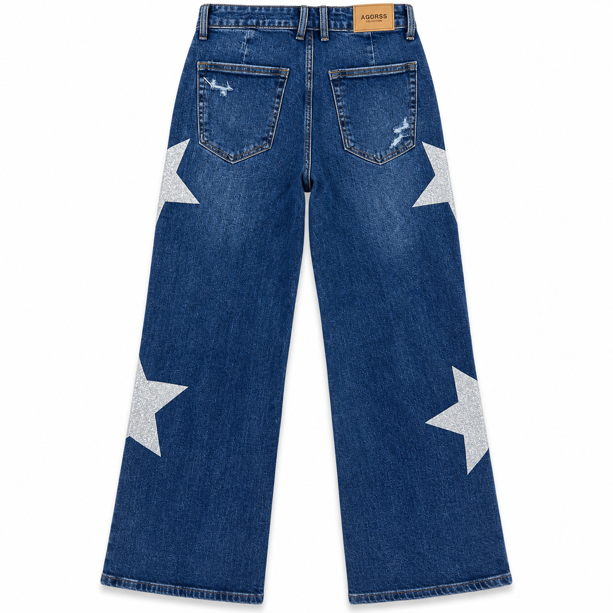 Wide Leg Azul Medio Estrellas