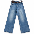 Wide Leg Azul Cinturon premiun y Bolsa