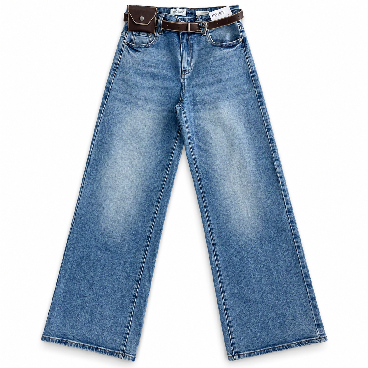 Wide Leg Azul Cinturon premiun y Bolsa