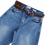 Wide Leg Azul Cinturon premiun y Bolsa