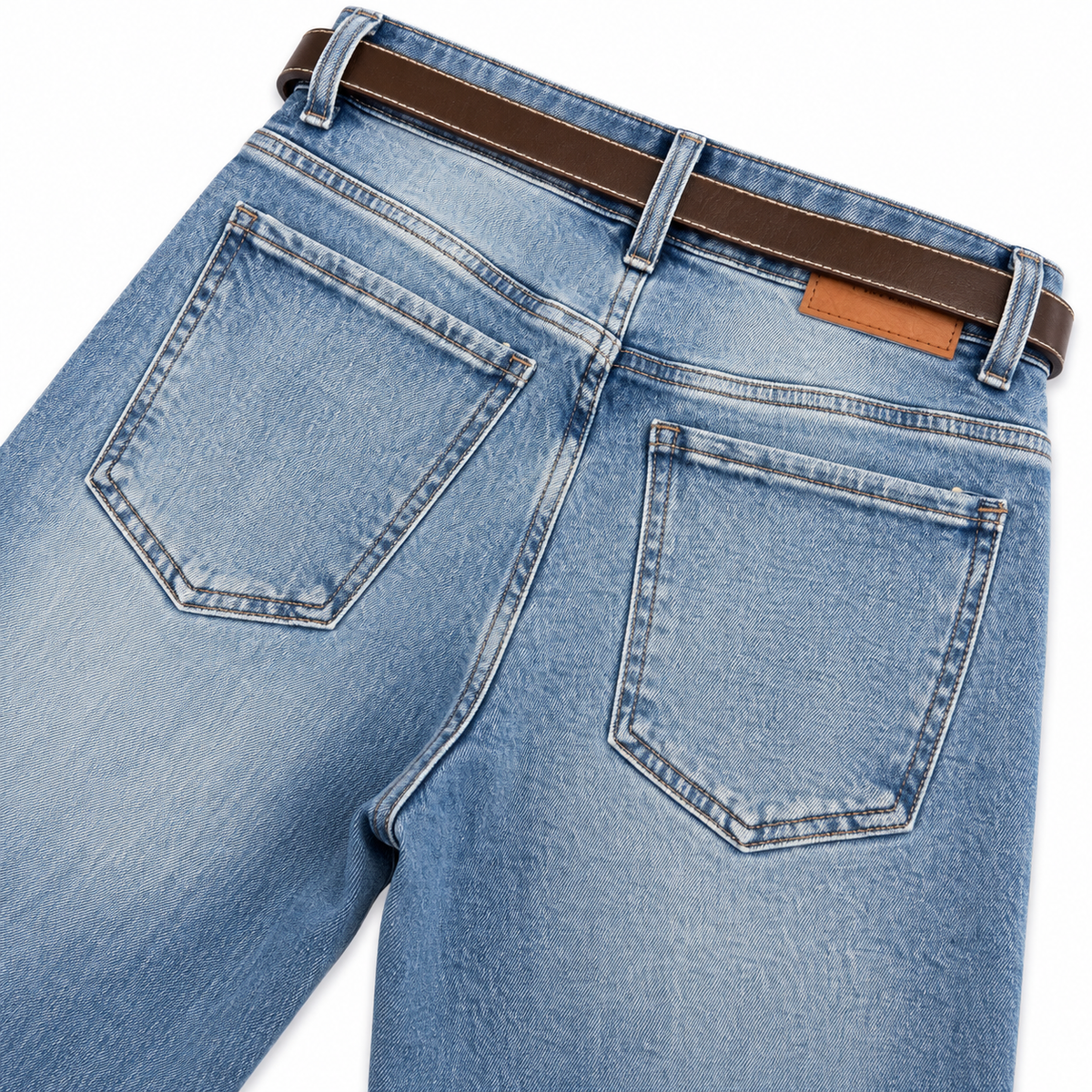 Wide Leg Azul Cinturon premiun y Bolsa
