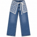 Jean Straigth Fit Con Mascada de Encaje