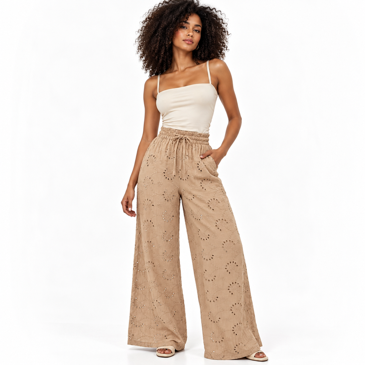 Pantalón Palazzo Eyelet