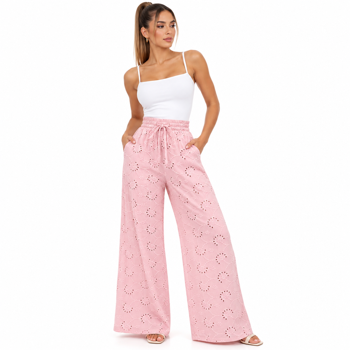 Pantalón Palazzo Eyelet