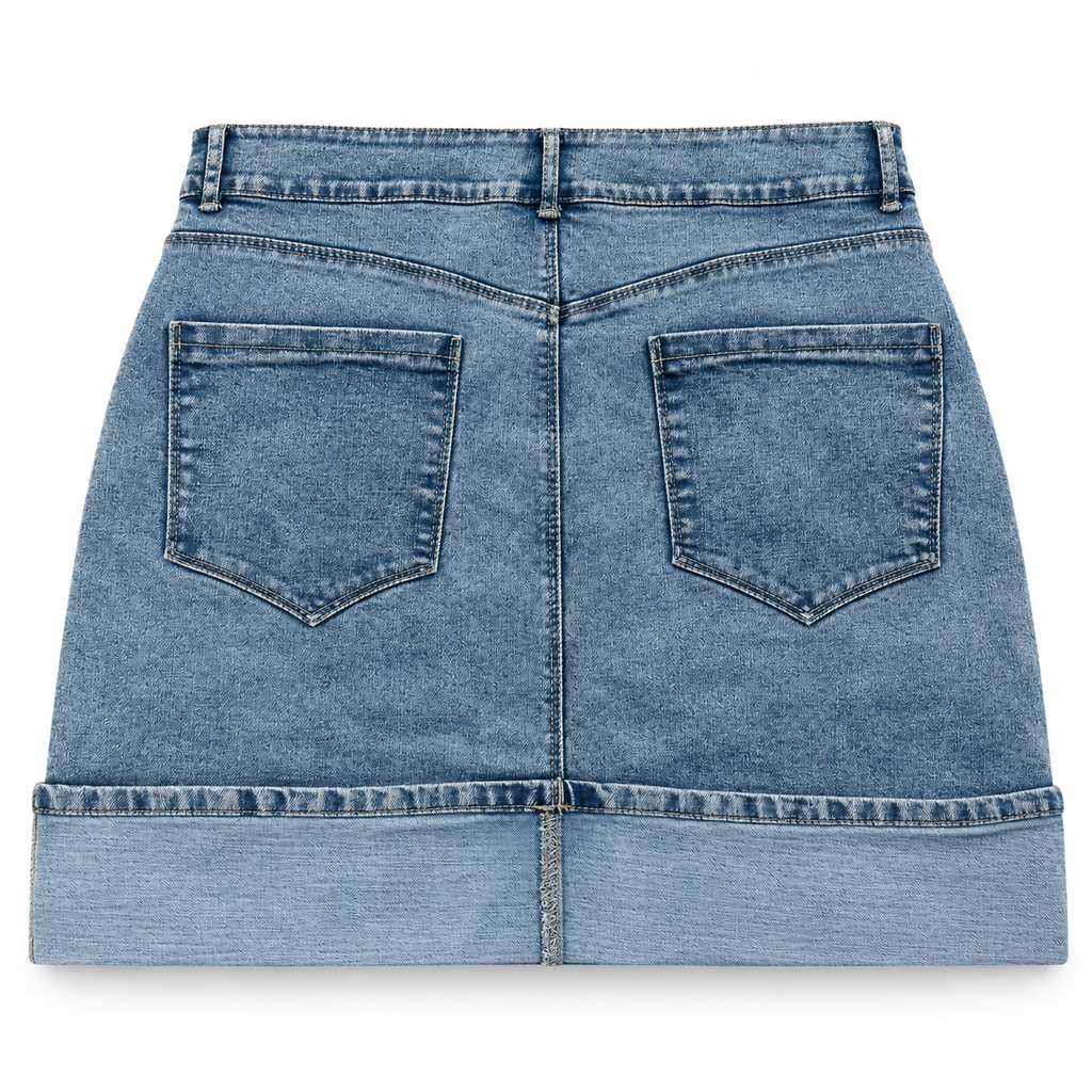 Falda de Mezclilla Curvy con Dobladillo