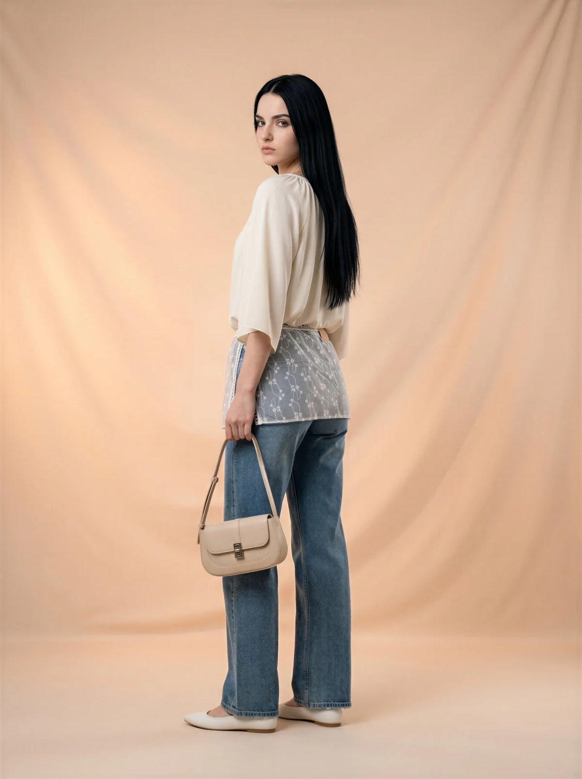 Jean Straigth Fit Con Mascada de Encaje
