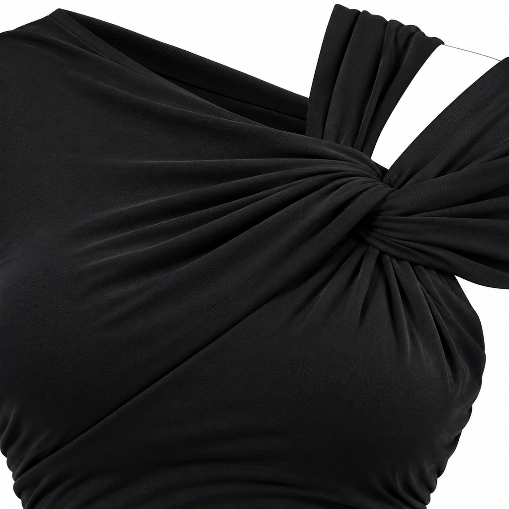 Pantiblusa Asimétrica con Nudo y Drapeado