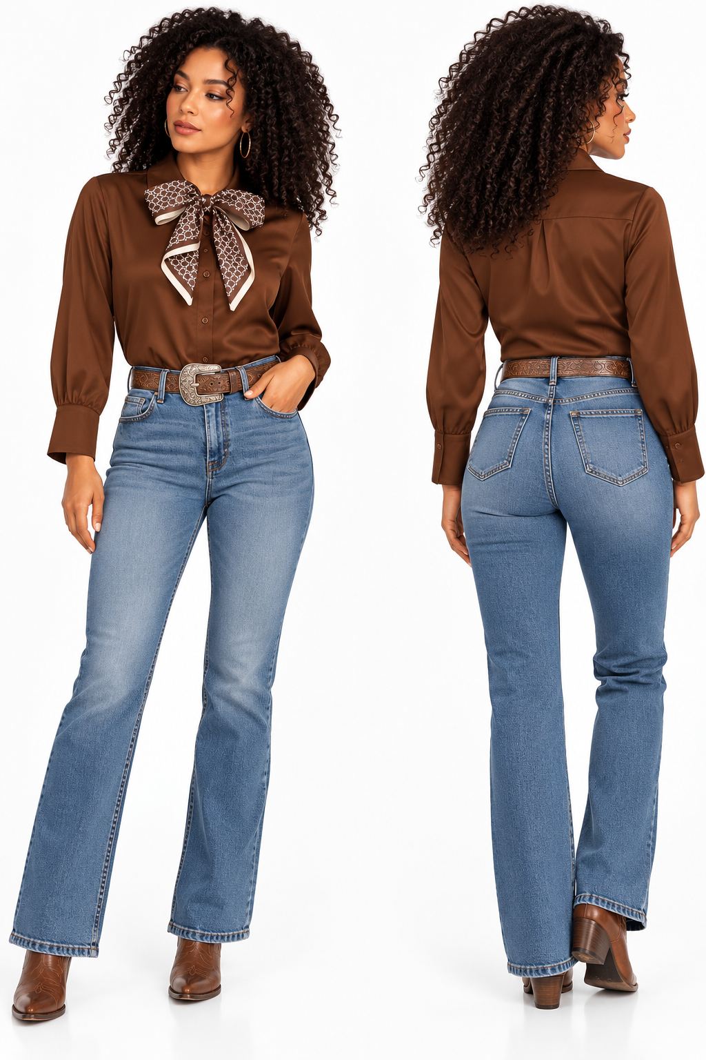 Camisa satinada + mascada