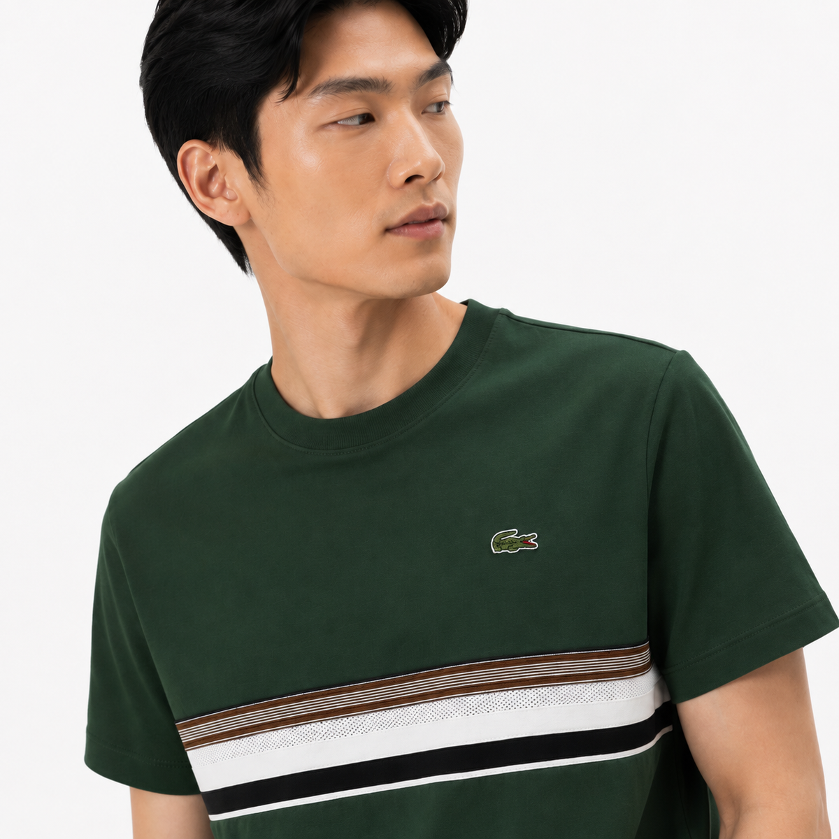 PLAYERA LACOSTE VERDE FRANJA