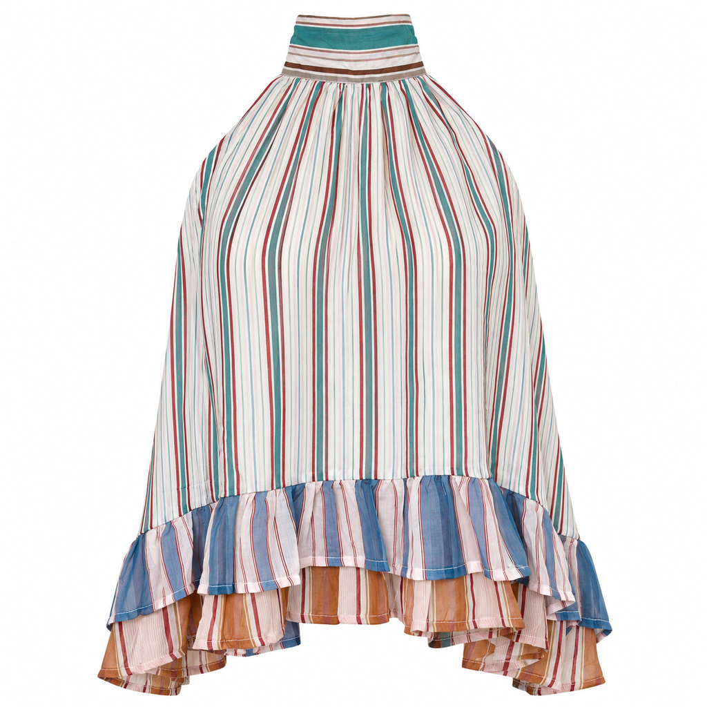 Blusa Rayas Multicolor con Volantes