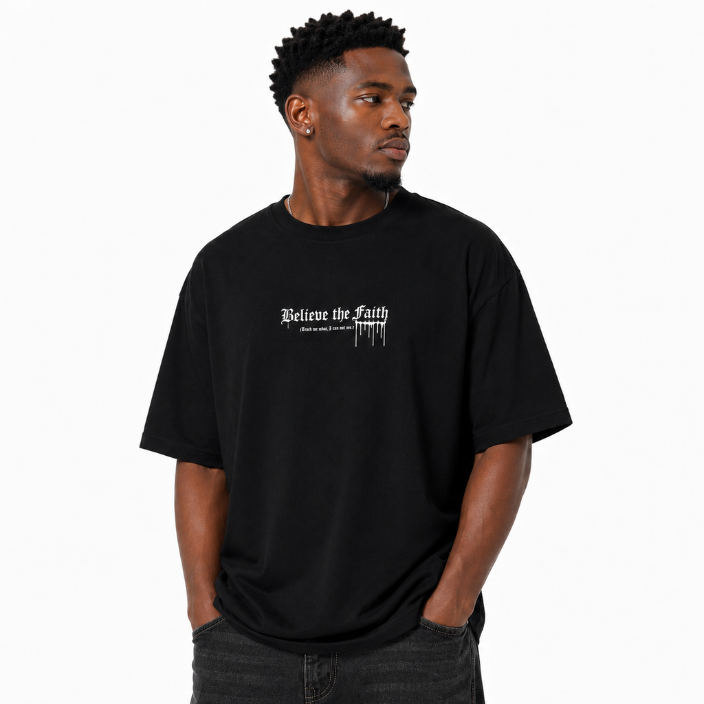 OVERSIZE BELIEVE BLACK