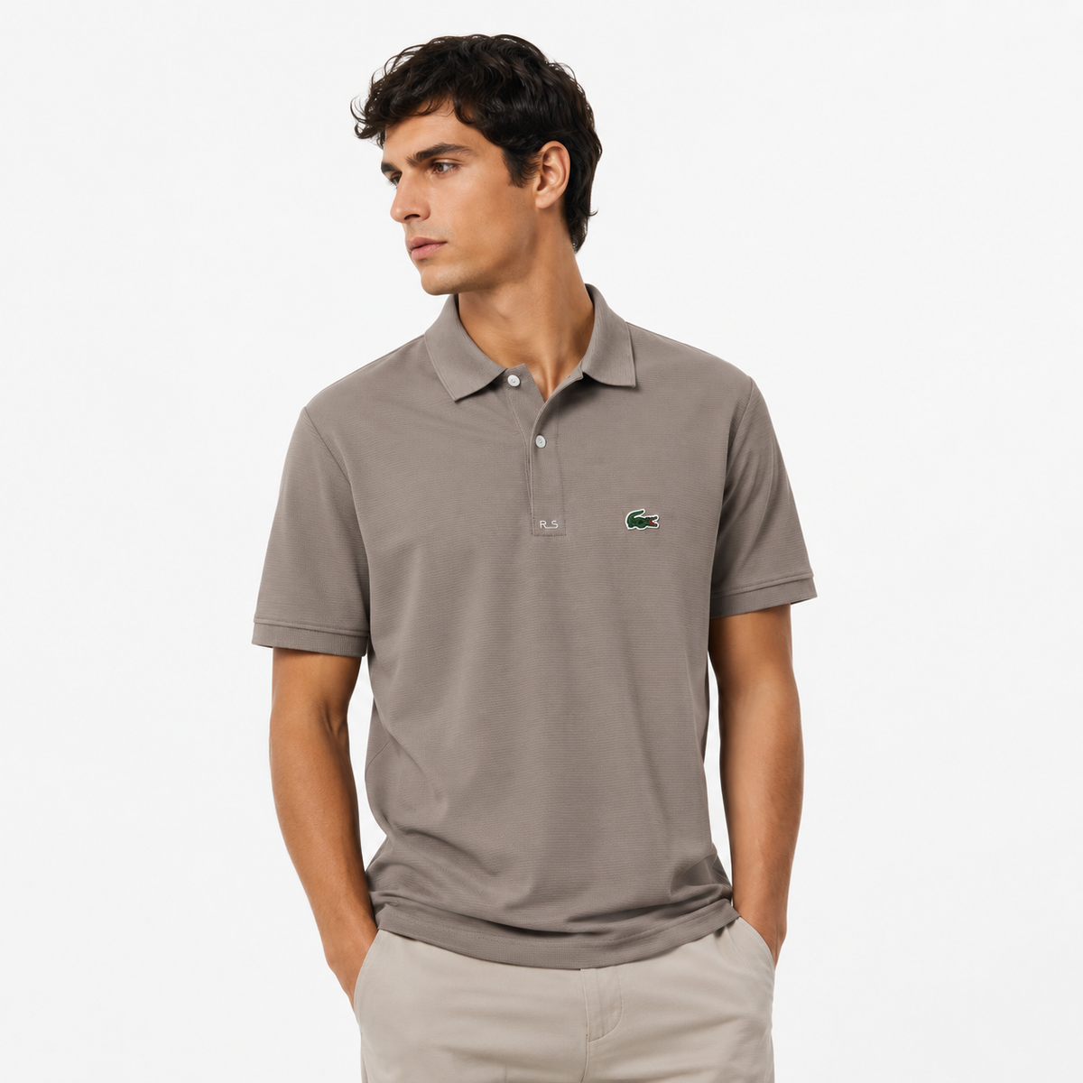POLO LACOSTE GRIS/CLARO