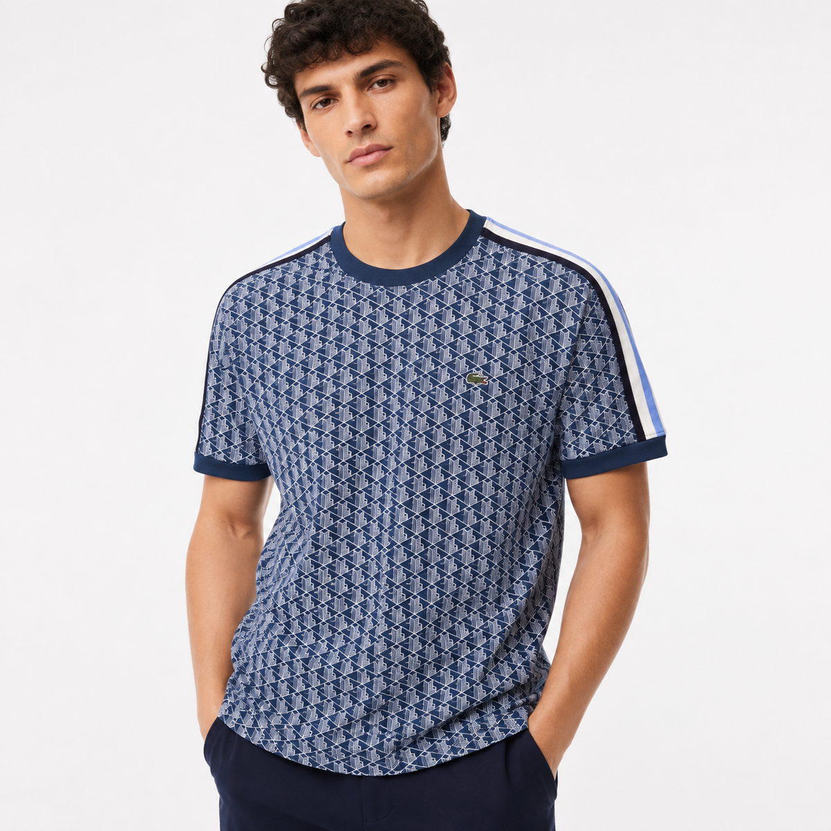 PLAYERA LACOSTE MONOGRAM AZUL