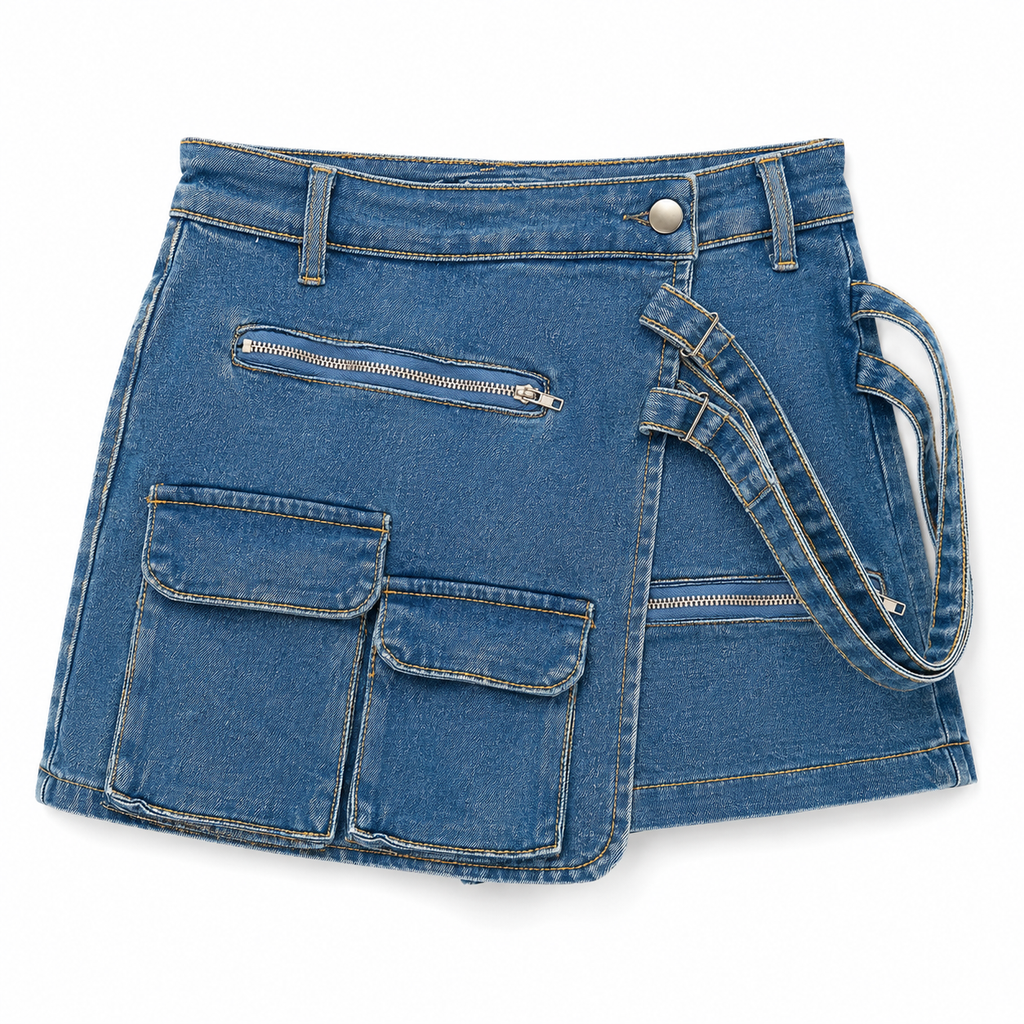 Falda Corta Denim Cargo