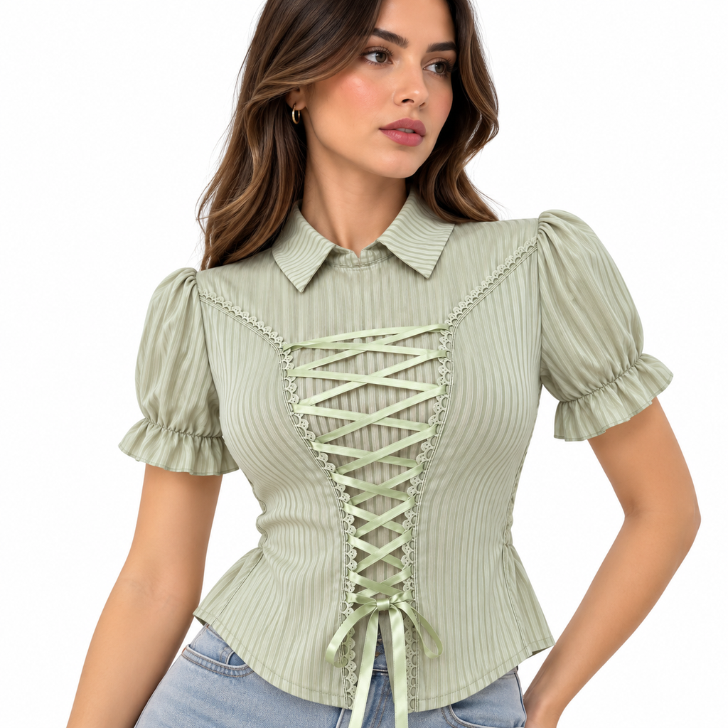 Blusa Corset Romántica con listón